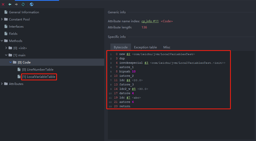 局部变量表-1 字节码